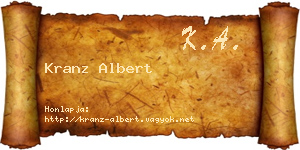 Kranz Albert névjegykártya